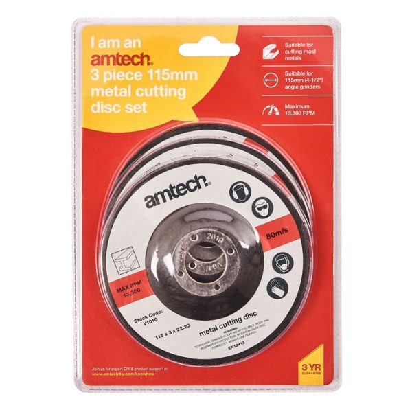 3 Piece 115mm (4.5") metal cutting disc set