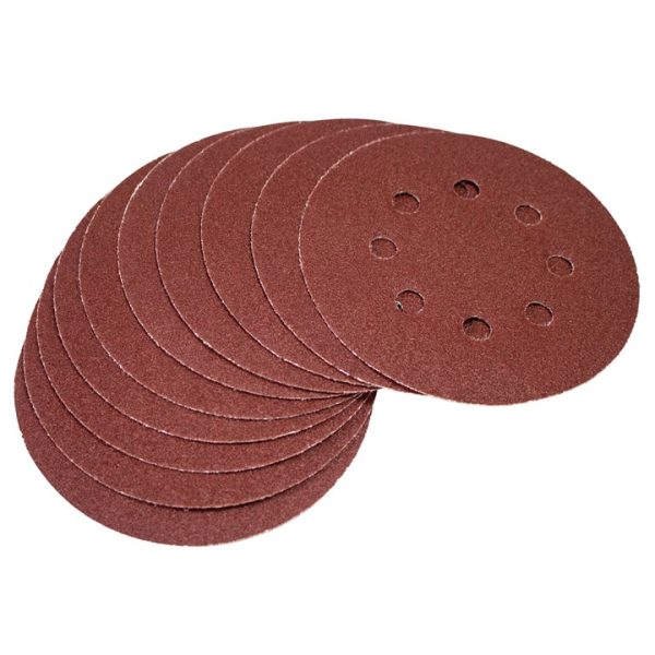 10 x P80 grit circular sanding sheets (125mm diameter)