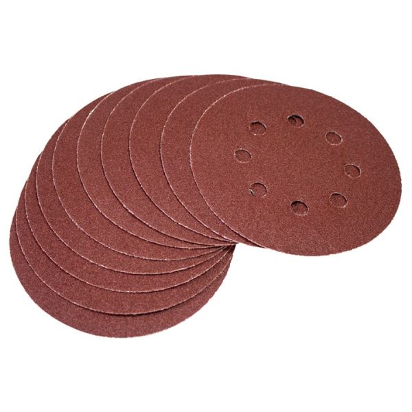 10 x P120 grit circular sanding sheets (125mm diameter)