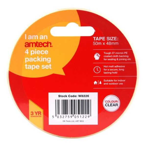 4-Pack of clear packing tape (50m x 48mm)