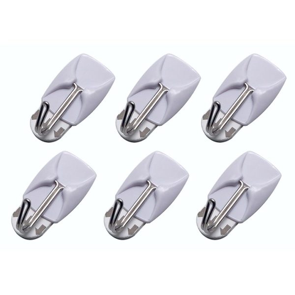 6 Piece small, removable self-adhesive metal hook set (2.1cm x 3cm)