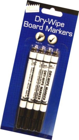TALLON PACK OF 4 DRY WIPE MARKERS BLACK INK