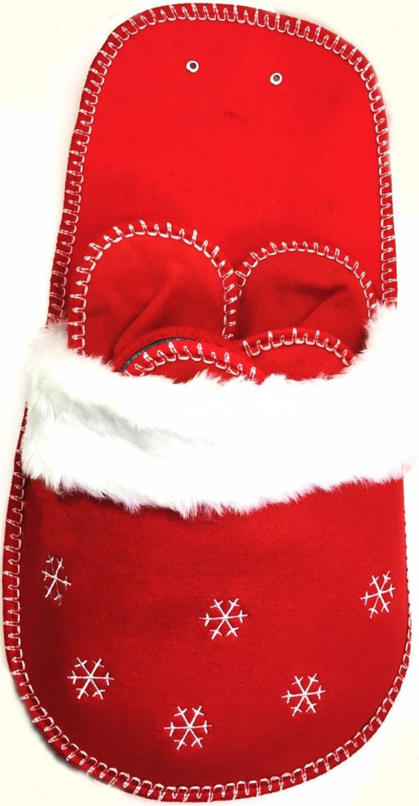 RED CHRISTMAS SNOWFLAKE SANTA SLIPPERS SET