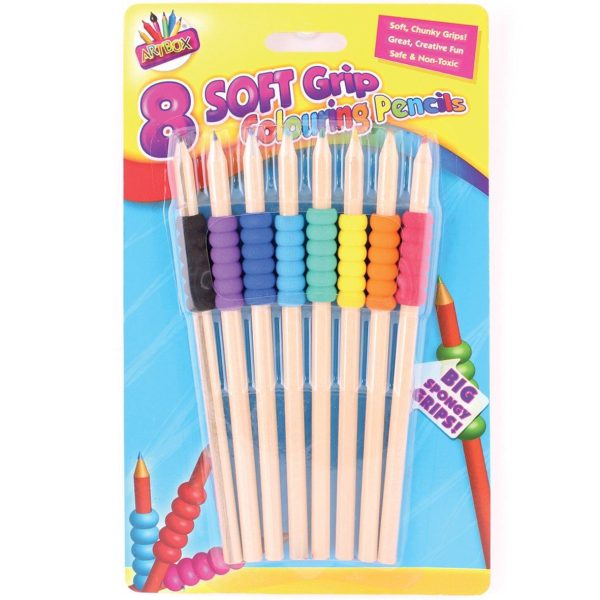 NEW 8 SOFT COMFORT GRIP COLOURING PENCILS SPECIAL NEEDS