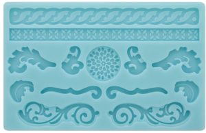 BLUE SCROLL PATTERN SILICONE FONDANT MOULD