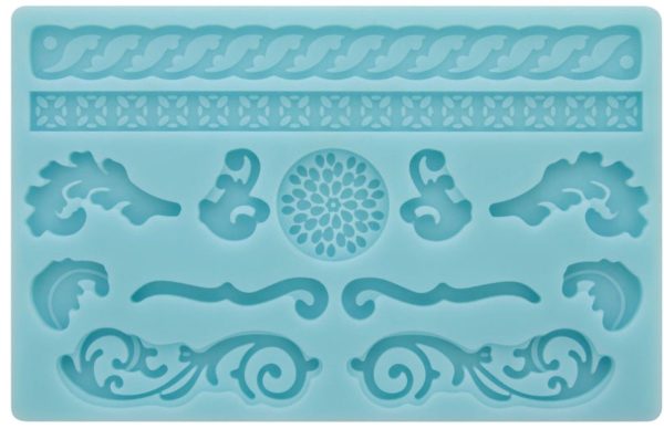 BLUE SCROLL PATTERN SILICONE FONDANT MOULD