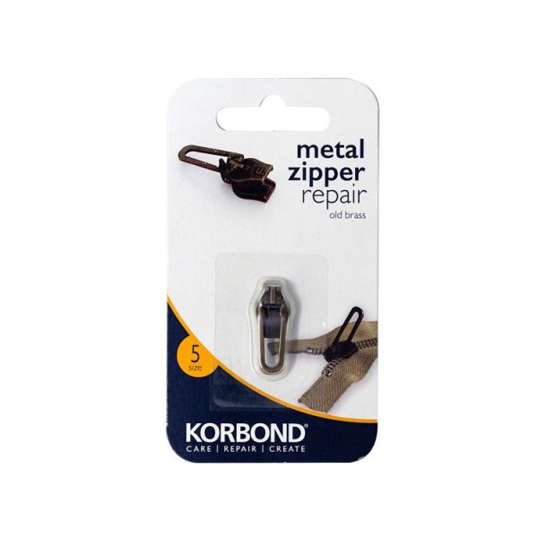 KORBOND METAL ZIPPER REPAIR BRASS SIZE 5