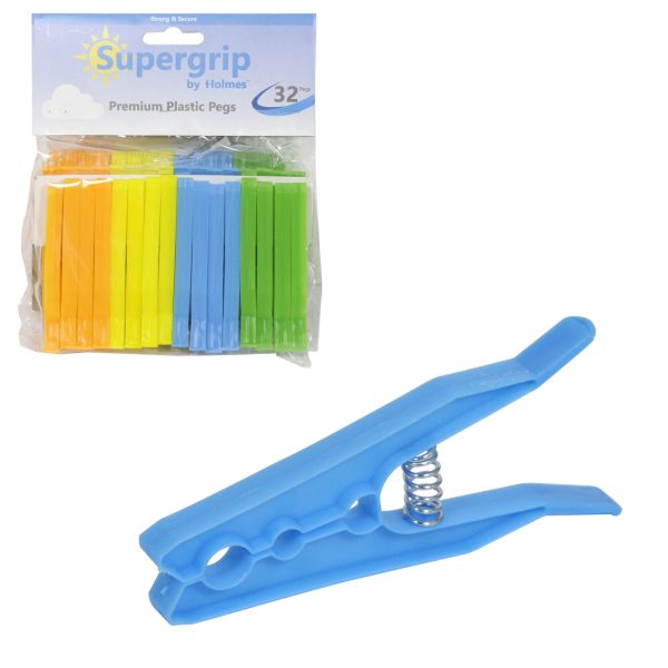 HOLMES SUPERGRIP PREMIUM PLASTIC PEGS PACK OF 32