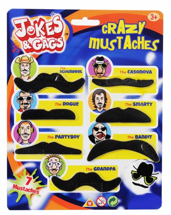 CRAZY MOUSTACHES IN PACK OF 7