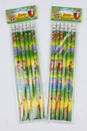 JUNGLE WILD ANIMAL THEME PENCILS WITH ERASERS - 1 PACK