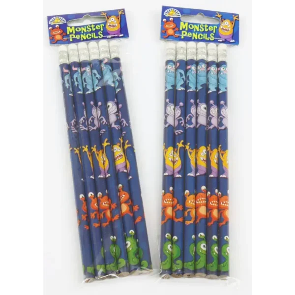 MONSTER ALIEN THEME PENCILS WITH ERASER - 1 PACK