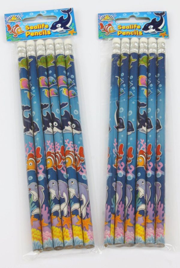 SEALIFE THEME PENCILS WITH ERASER - 1 PACK