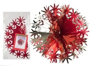 TRADITIONAL CHRISTMAS XMAS CEILING HANGING 12 / 30CM BALL RED ~ GOLD FOIL DECORATION 518011R
