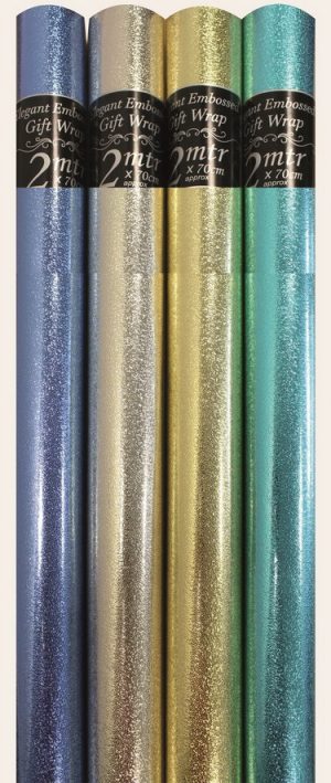 BLUE ASSORTED COLOUR EMBOSSED GIFT WRAP 2M
