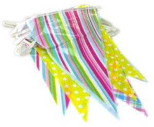12FT TRIANGULAR ASSORTED PATTERN STRIPE COLOUR BUNTING EASTER ( 736059 )