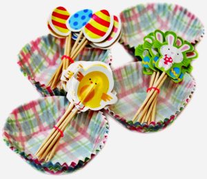 EASTER CUPCAKE PARTY PACK - EASTER CAKE CASES ~ PICK STICKS