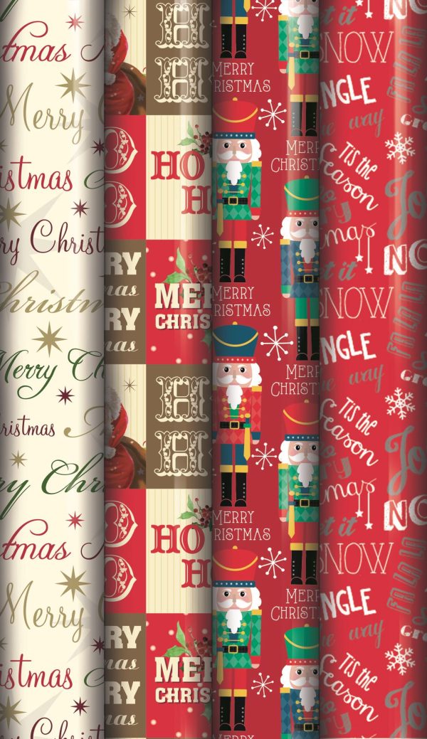 PACK OF 4 TRADITIONAL GIFT WRAP 10M