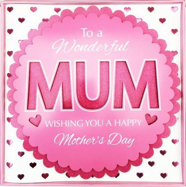 31CM MUM CARDS WITH GLITTER HEARTS