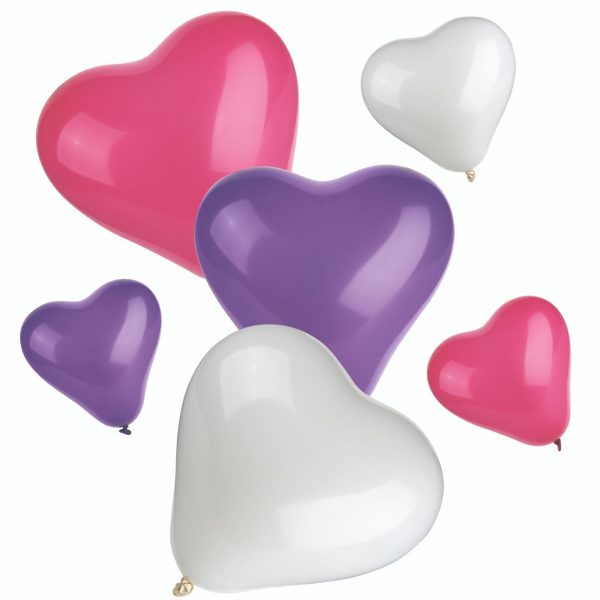 12 MULTI COLOUR HEART SHAPE BALLOONS