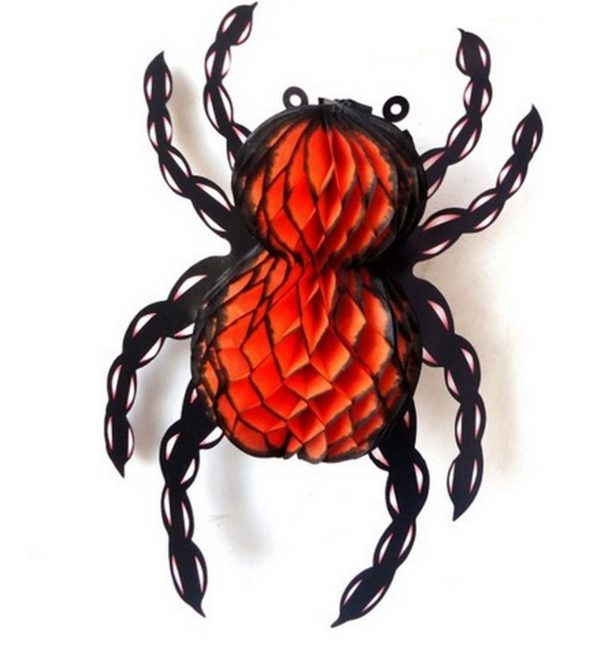 HALLOWEEN HANGING SPIDER PARTY HONEYCOMB DECORATION PROPS CREEPY KIDS CHILD FUN SPOOKY