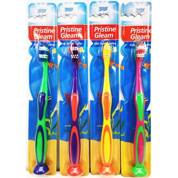 4 KIDS TOOTHBRUSHES WITH SUCTION BASE