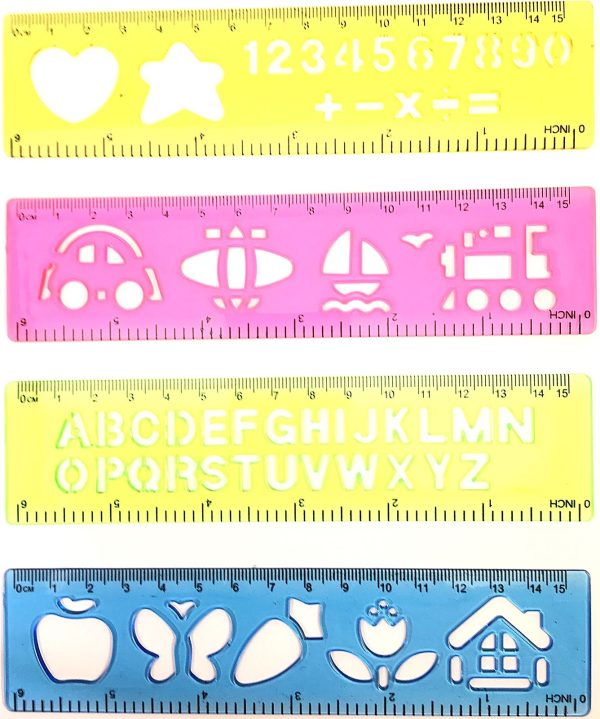 4 IN A PACK KIDS STENCIL RULERS