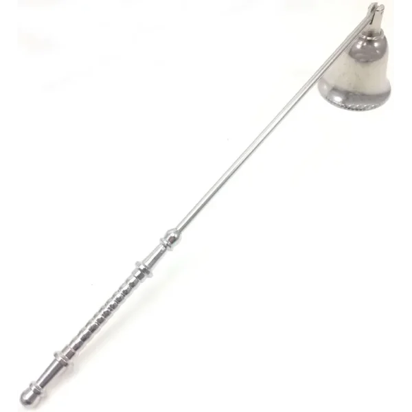 ANTIQUE SILVER LARGE BELL RINGED CANDLE SNUFFER