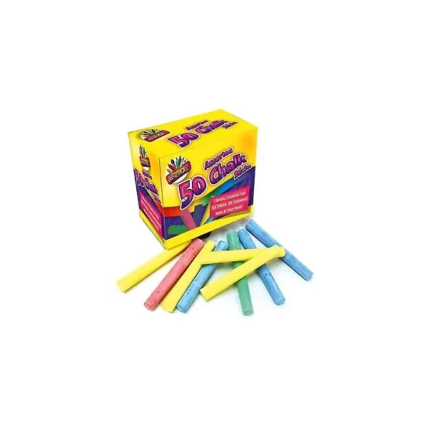 50 WHITE MULTI COLOUR CHALK STICK