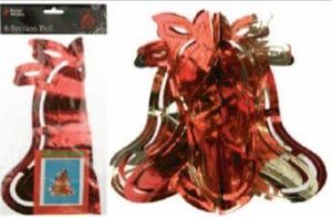 CHRISTMAS RED AND GOLD FOIL BELL 12 INCH - SINGLE 518010R
