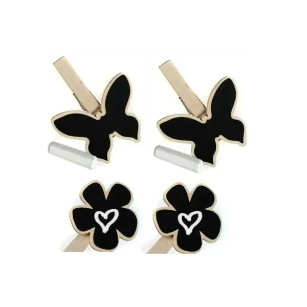 4PCS WOODEN BLACK BOARD FOR WRITING 2 FLOWER+2 BUTTERFLY