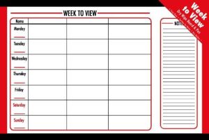 WEEK TO VIEW DRY WIPE PLANNER BOARD WITH FRAME (60CM X 40CM) - IDEAL FOR BUSY