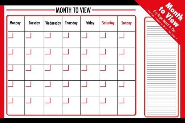 LARGE MONTH TO VIEW DRY WIPE PLANNER BOARD (90CM X 60CM) - IDEAL FOR BUSY MUM?