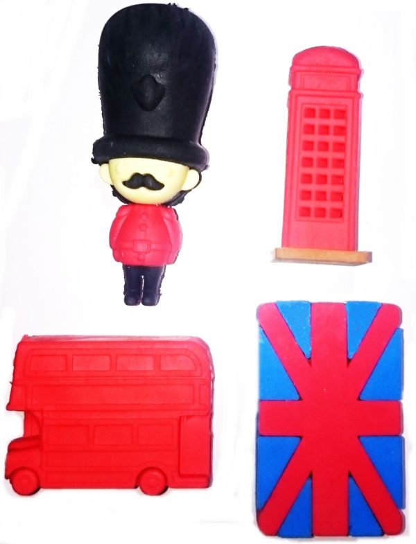 4PCS RUBBER ERASER SET LONDON DESIGN