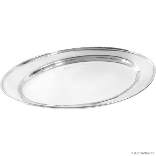 STAINLESS STEEL OVAL SERVING TRAY 30CM