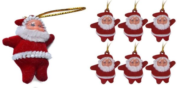 XMAS GIFTS RED SANTA CLAUS CHARMS CHRISTMAS TREE HANGING DECORATION 9 PCS YOU CAN TIE ON BAG OR HATS