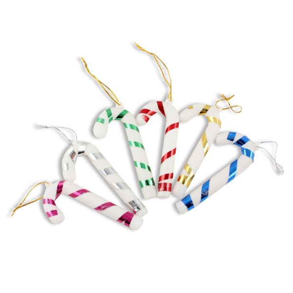 XMAS GIFTS PLASTIC CANDY STICK CHARMS CHRISTMAS TREE HANGING DECORATION 12 PCS