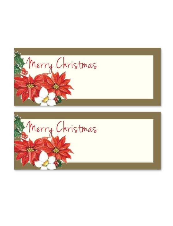 24 TRADITIONAL POINSETTIA GOLD TABLE PLACE CARDS 947901