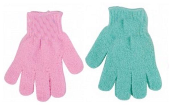 ASSORTED COLOUR ONE PAIR OF BATH GLOVES