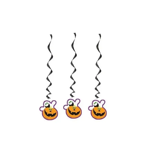 3 HANGING DECORATIONS HALLOWEEN GHOST PUMPKIN