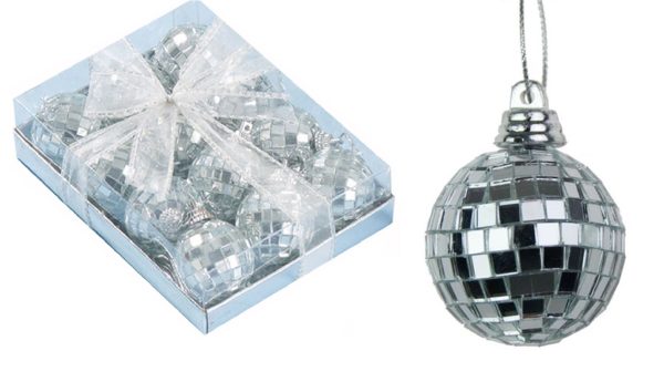 12 CHRISTMAS TREE MIRROR BALL BAUBLE 513190