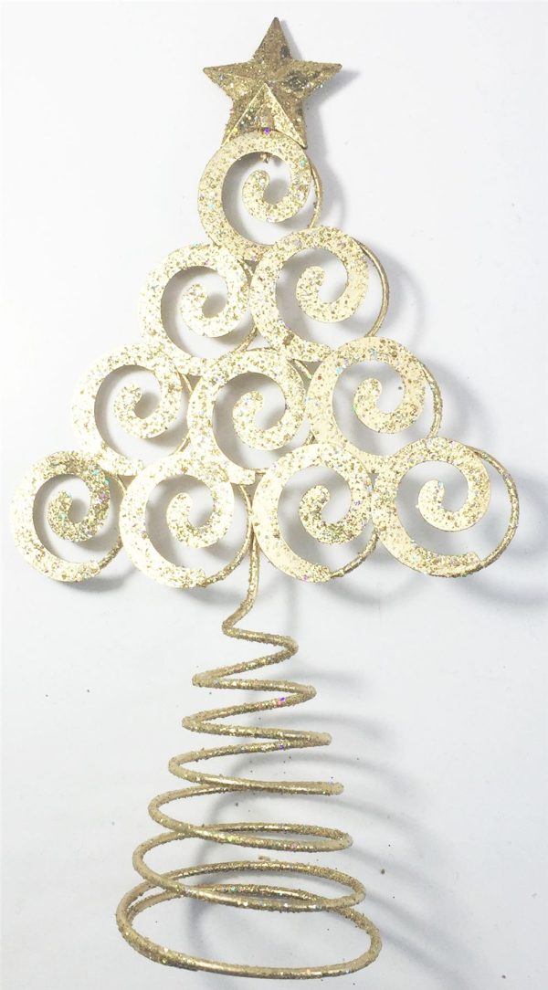 GOLD TREE SHAPE CHRISTMAS TREE TOP TOPPER