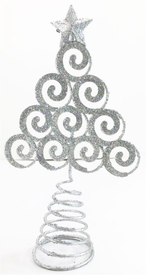 SILVER TREE SHAPE CHRISTMAS TREE TOP TOPPER