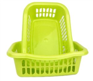 RSW PACK OF 2 GREEN SMALL CURVY PLASTIC BASKET