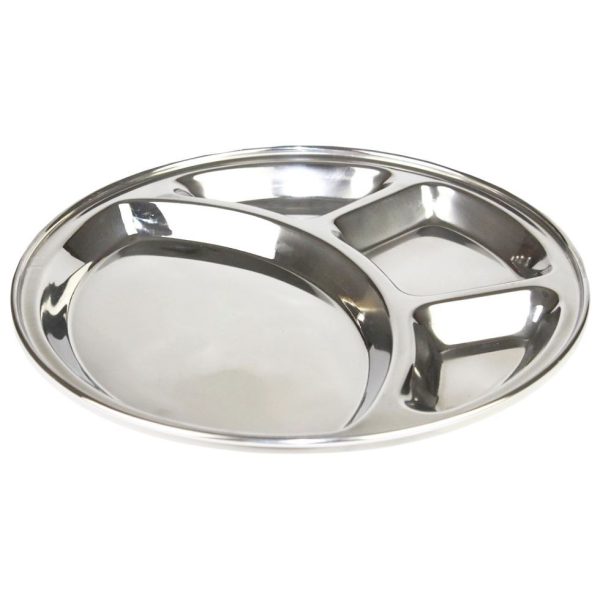 STAINLESS STEEL ROUND 4 COMPARTMENT TRAY THALI