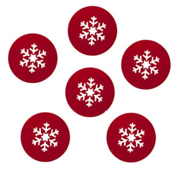 PACK OF 6 FELT SNOWFLAKE COASTER