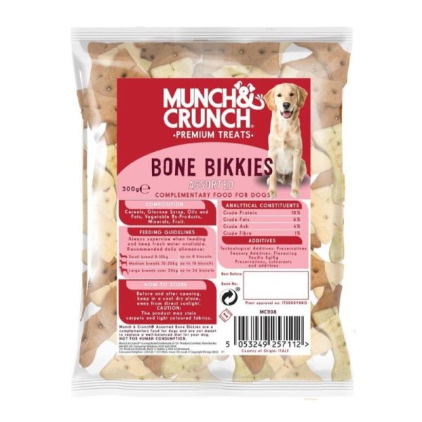 MUNCH & CRUNCH ASSORTED BONE DOG BIKKIES 300G