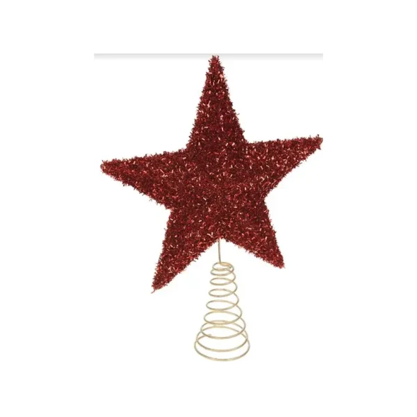 CHRISTMAS TREE TOPPER STAR DESIGN WITH FLECK FINISH RED