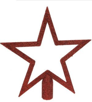CHRISTMAS TREE TOPPER STAR DESIGN WITH GLITTER FINISH RED