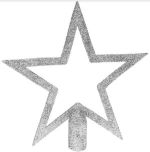 CHRISTMAS TREE TOPPER STAR DESIGN WITH GLITTER FINISH SILVER