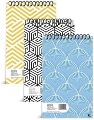 U STATIONARY ASSORTED DESIGNS SPIRAL GEOMETRIC REPORTERS NOTEPAD 5" X 8"
